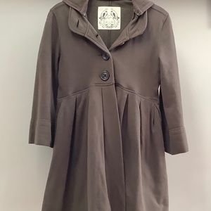 Free People Brown Lined Cotton Coat Cardigan with Removable Hood Small to Medium